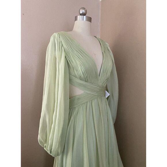 Mac Duggal Sz 8 Lace Up Chiffon Ruffle Tiered Goddess Gown Maxi Dress NWT $598 - Picture 4 of 15